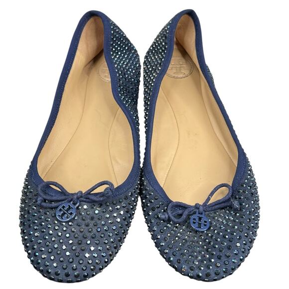 Tory Burch Women’s Rhinestone Blue Slip On Ballet Flats Size US 9 - Picture 9 of 10